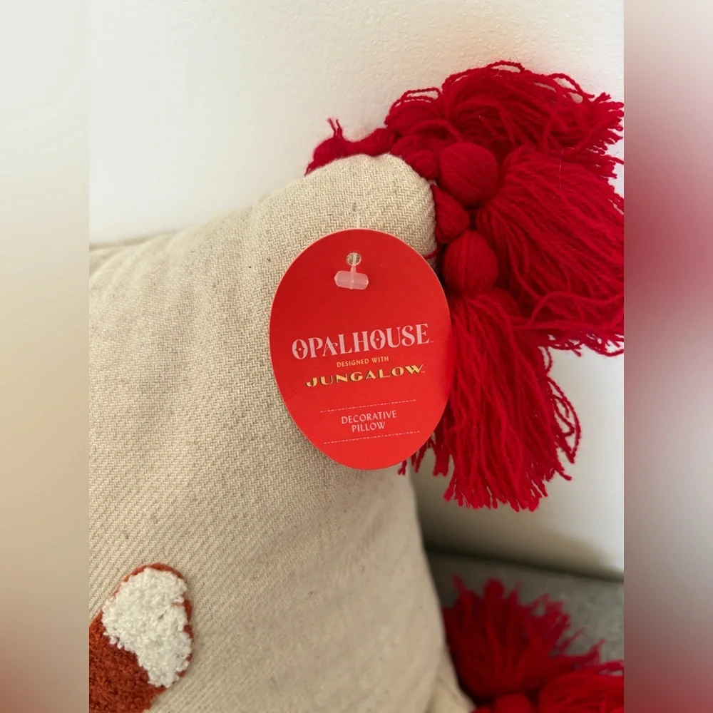 NWT Opalhouse x Jungalow Santa Dog Embroidered Lumbar Christmas Pillow